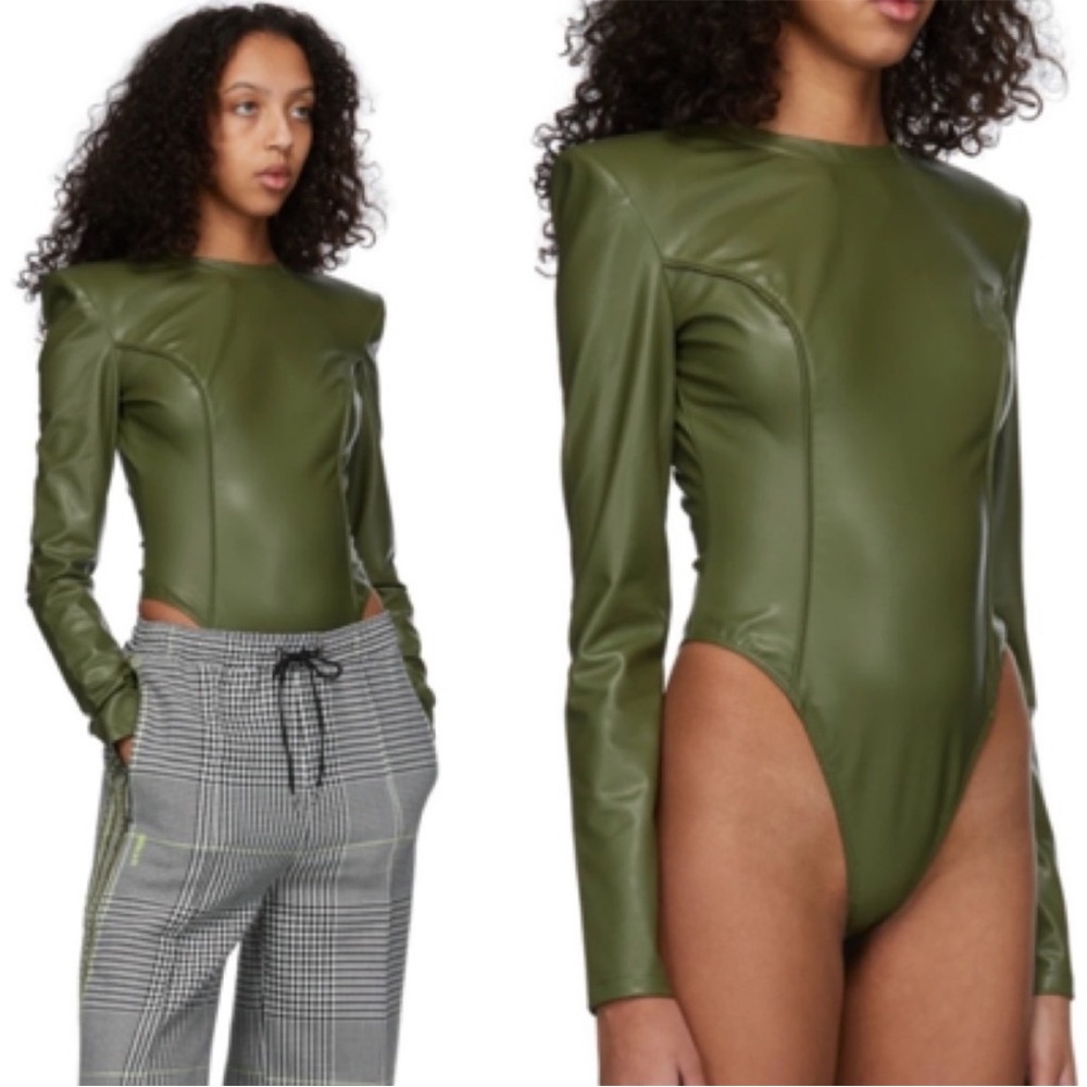 Adidas Underwear Originals Ivy Park Pleather IVP Bodysuit Wild Pine NWT size M